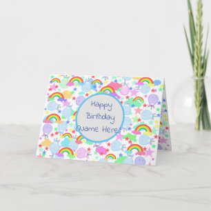 Unicorns And Rainbows Personalized Birthday Card