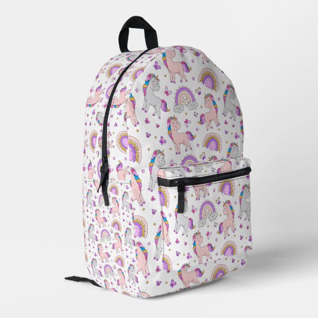 Unicorns and Rainbows Printed Backpack (Back Corner Left)