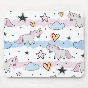 Unicorns and stars pattern mouse pad