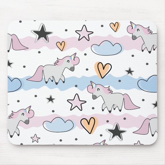 Unicorns and stars pattern mouse pad (Front)