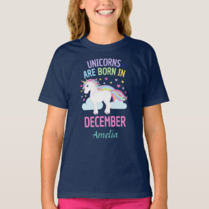 Unicorns are Born In December Personalised T-Shirt