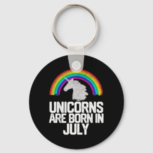 UNICORNS ARE BORN IN JULY Birthday Rainbow Girl Key Ring