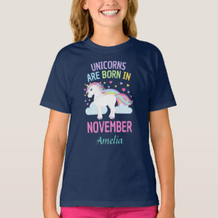 Unicorns are Born In November Personalised T-Shirt