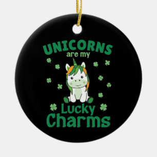 Unicorns Are My Lucky Charms St Patrick's Day Ceramic Ornament