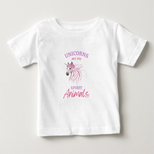 Unicorns Are My Spirit Animals baby White T-shirt  (Front)