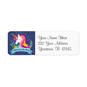 Unicorns Are Real Colourful Adress Labels