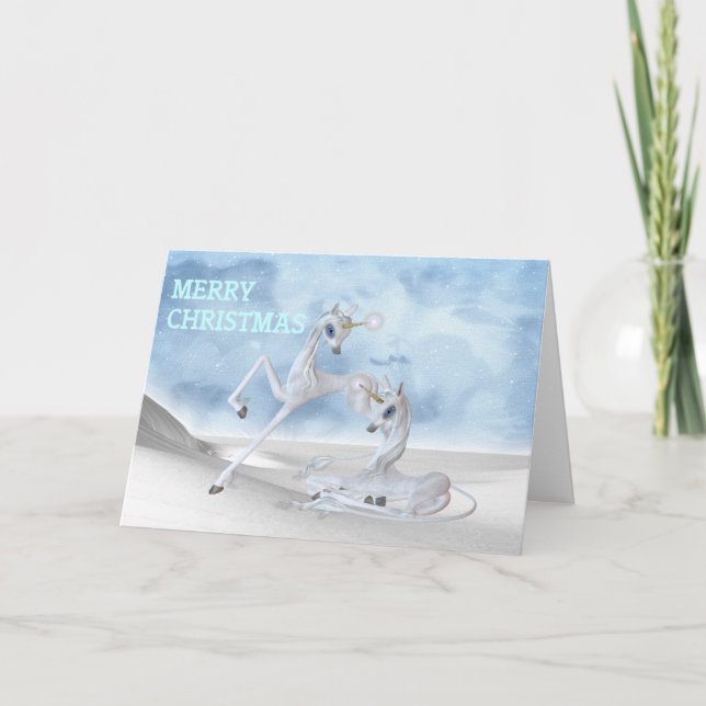 Unicorns Christmas Holiday Card (Front)
