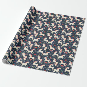 Unicorns Christmas: Middle Ages Print Wrapping Paper