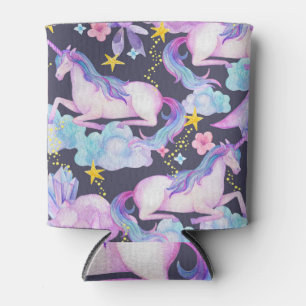 Unicorns Crystals Moon Watercolor Can Cooler