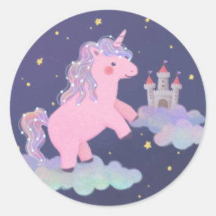 Unicorn's Dream Fantasy Illustration Classic Round Sticker