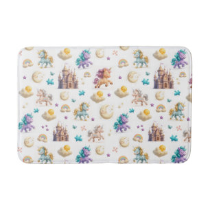 Unicorns & Fairytale Castle - Fantasy Bathroom Bath Mat
