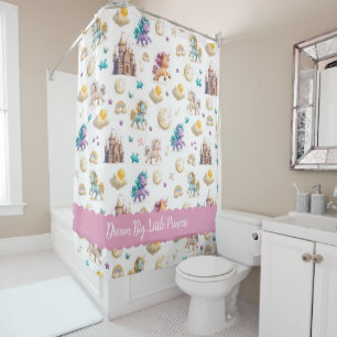 Unicorns & Fairytale Castle - Fantasy Design Shower Curtain