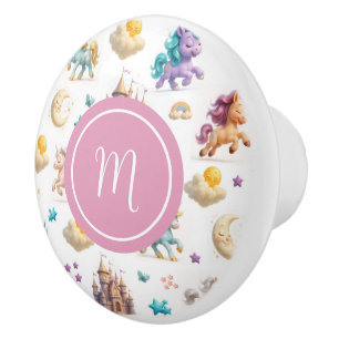 Unicorns & Fairytale Castle - Whimsical Room Ceramic Knob