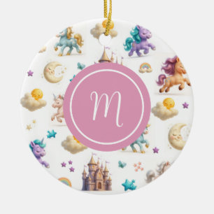 Unicorns & Fairytale Castle - Whimsical Room Ceramic Ornament