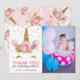 Unicorns in Bloom Thank You Card