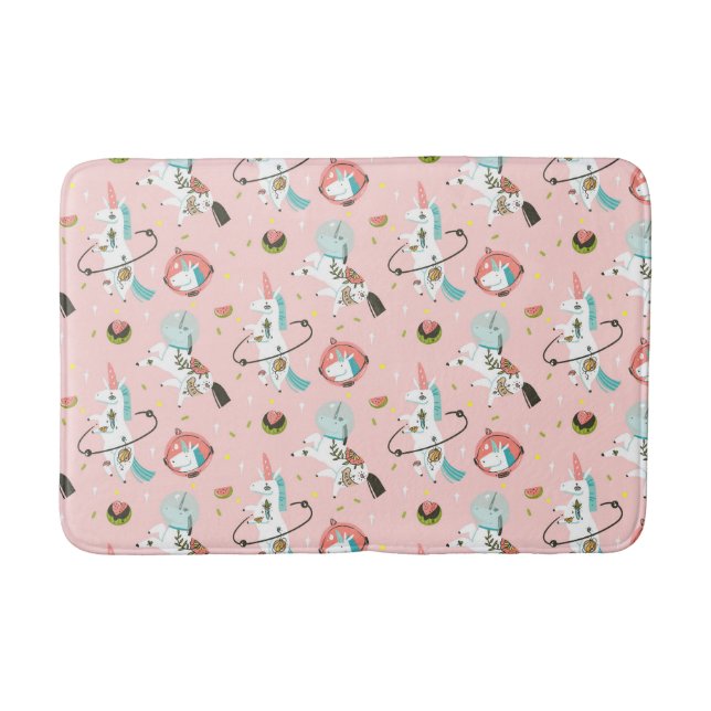 Unicorns In Space Pattern Bath Mat (Front)