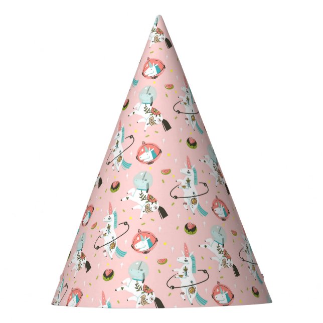 Unicorns In Space Pattern Party Hat (Front)