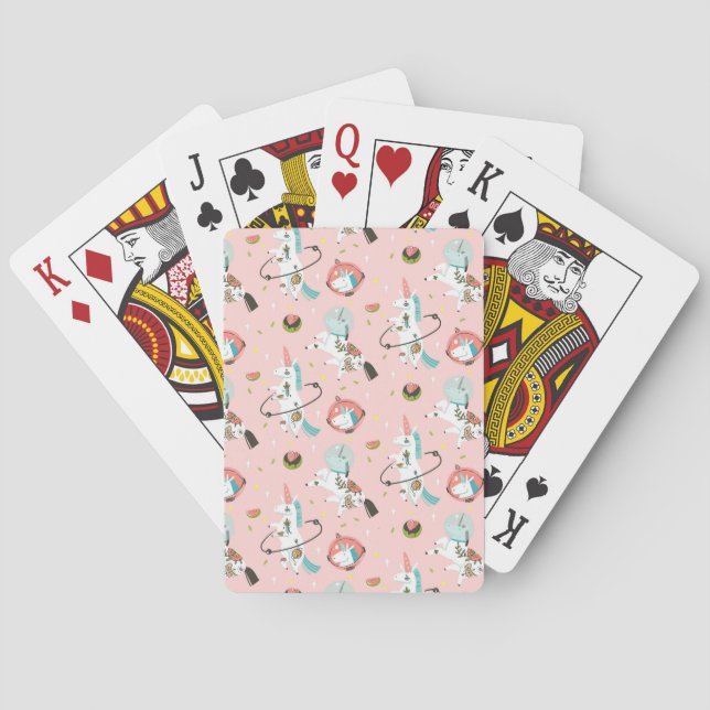 Unicorns In Space Pattern Playing Cards (Back)