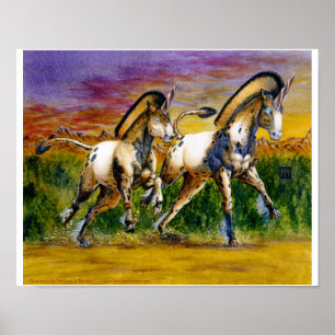 Unicorns in Sunset Poster