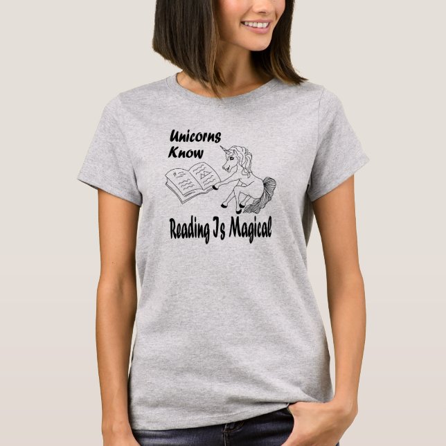 Unicorns Know Reading Is Magical - Basic Tee - BL (Front)