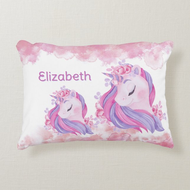 Unicorns! Make bedtime magic with this custom Decorative Cushion (Front)