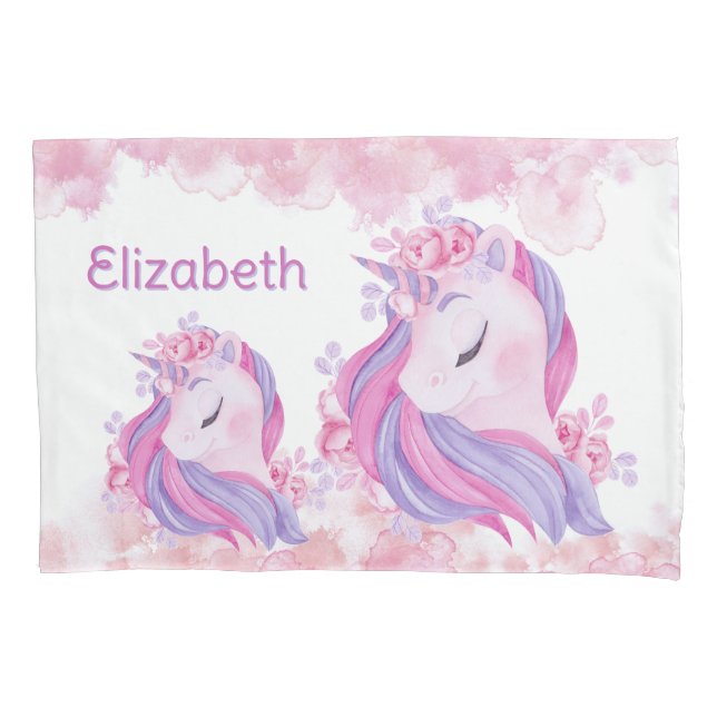 Unicorns! Make bedtime magic with this custom Pillowcase (Front)