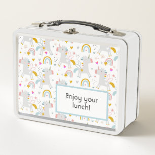 Unicorns Metal Lunch Box Editable Text