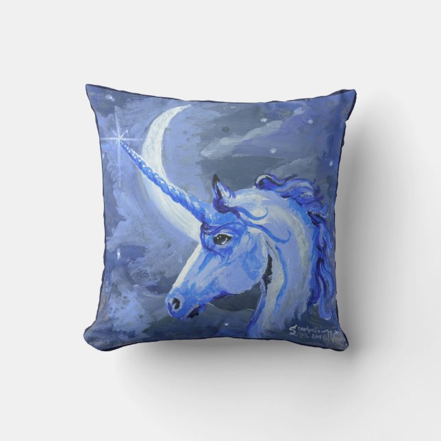 Unicorns Moons Lunar Pegasus Purple Blue Horse Cushion (Front)