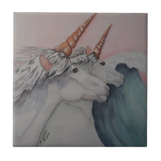 Unicorns of the sea ceramic tile