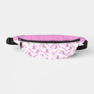 Unicorns pink purple personalised name bum bags