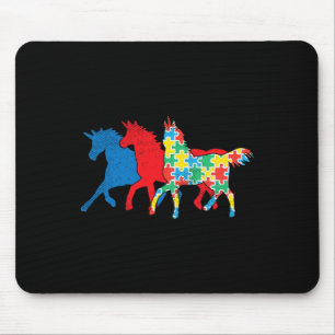 Unicorns Puzzle Blue Red Autism Awareness ASL Girl Mouse Pad
