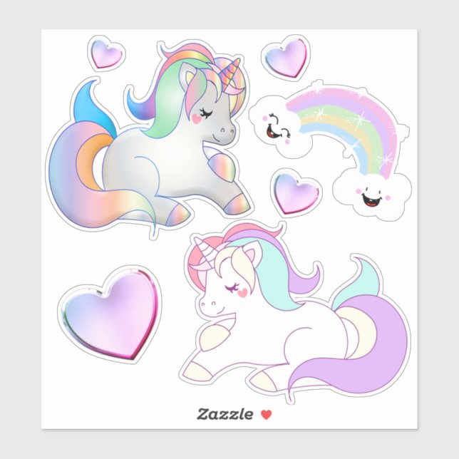 Unicorns, Rainbow and Hearts (Sheet)