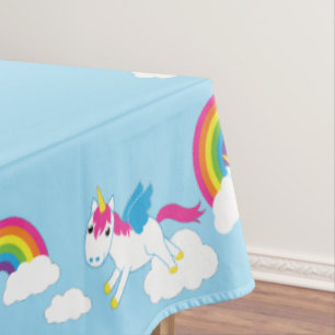Unicorns & Rainbows Cute 1st Birthday Party Theme Tablecloth