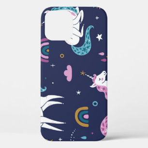 Unicorns Rainbows: Cute Cartoon Seamless iPhone 12 Case