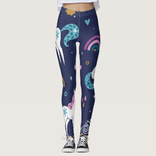 Unicorns Rainbows: Cute Cartoon Seamless Leggings