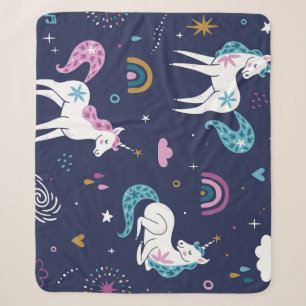 Unicorns Rainbows: Cute Cartoon Seamless Sherpa Blanket