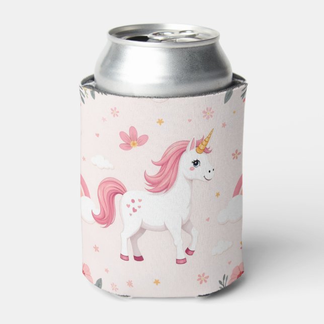 Unicorns, Rainbows, Flowers, Cute Can Cooler (Can Front)