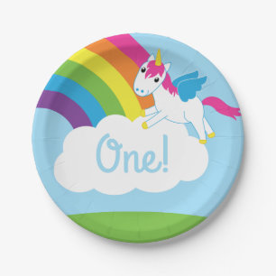 Unicorns & Rainbows Kid's Birthday Party Cute Paper Plate