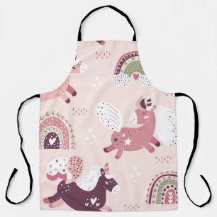 Unicorns Rainbows: Pastel Magic Background. Apron