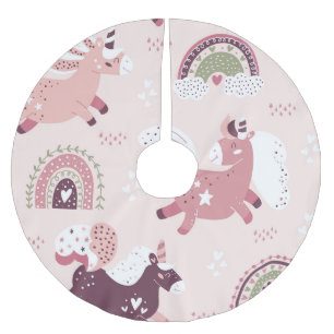Unicorns Rainbows: Pastel Magic Background. Brushed Polyester Tree Skirt