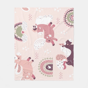 Unicorns Rainbows: Pastel Magic Background. Fleece Blanket