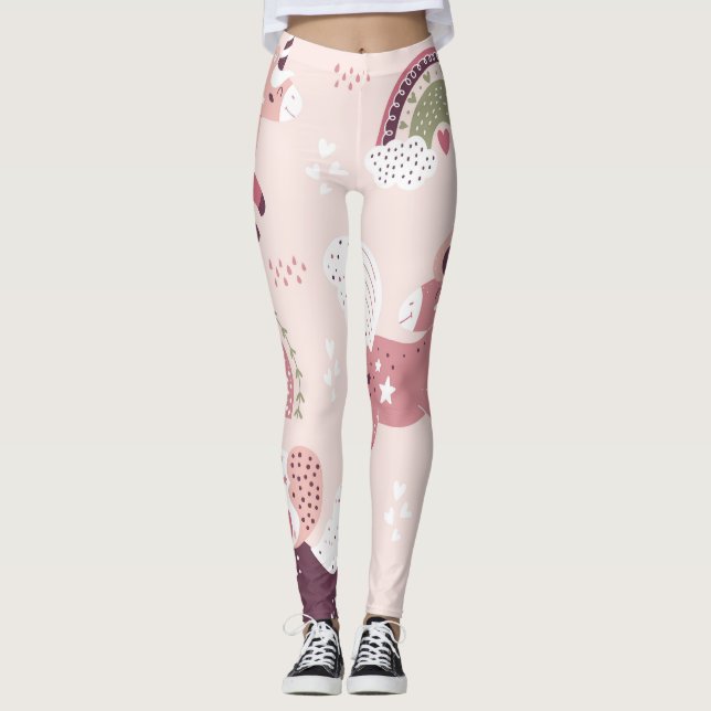 Unicorns Rainbows: Pastel Magic Background. Leggings (Front)