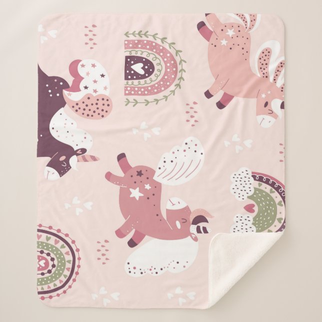 Unicorns Rainbows: Pastel Magic Background. Sherpa Blanket (Front)