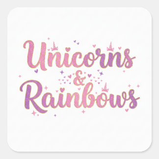 Unicorns & Rainbows Square Sticker