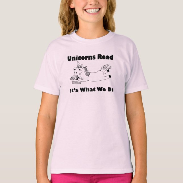 Unicorns Read...- Youth Tee Shirt - BL (Front)