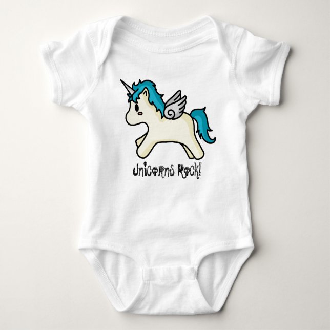 Unicorns Rock [Blue] Infant Creeper (Front)