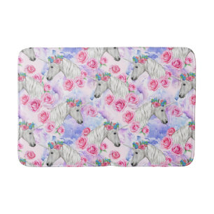Unicorns & Roses Pattern Bath Mat