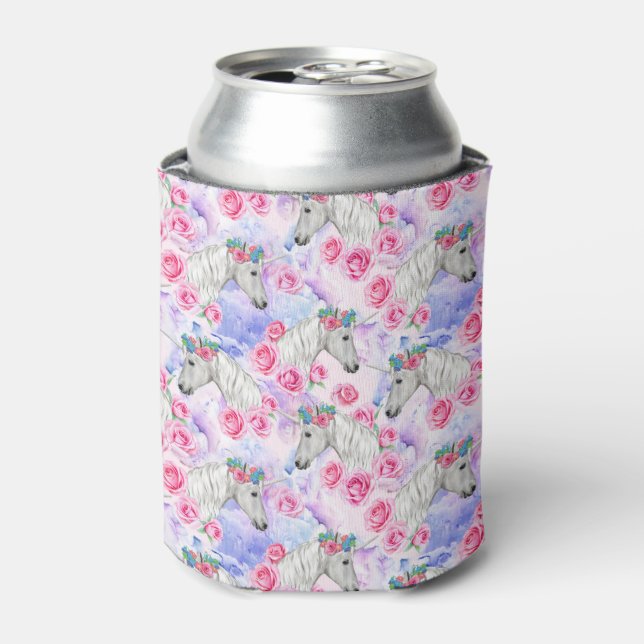 Unicorns & Roses Pattern Can Cooler (Can Front)