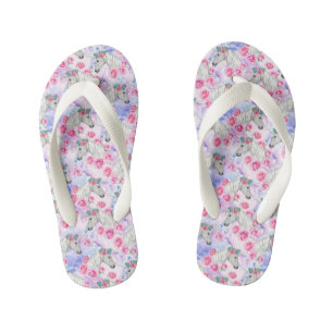 Unicorns & Roses Pattern Kid's Thongs
