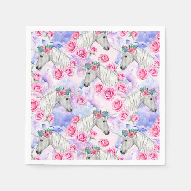 Unicorns & Roses Pattern Napkin (Front)